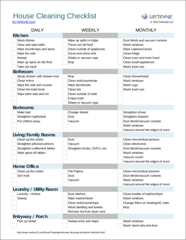 house cleaning checklist template1