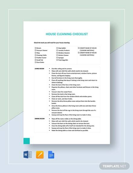 house cleaning checklist