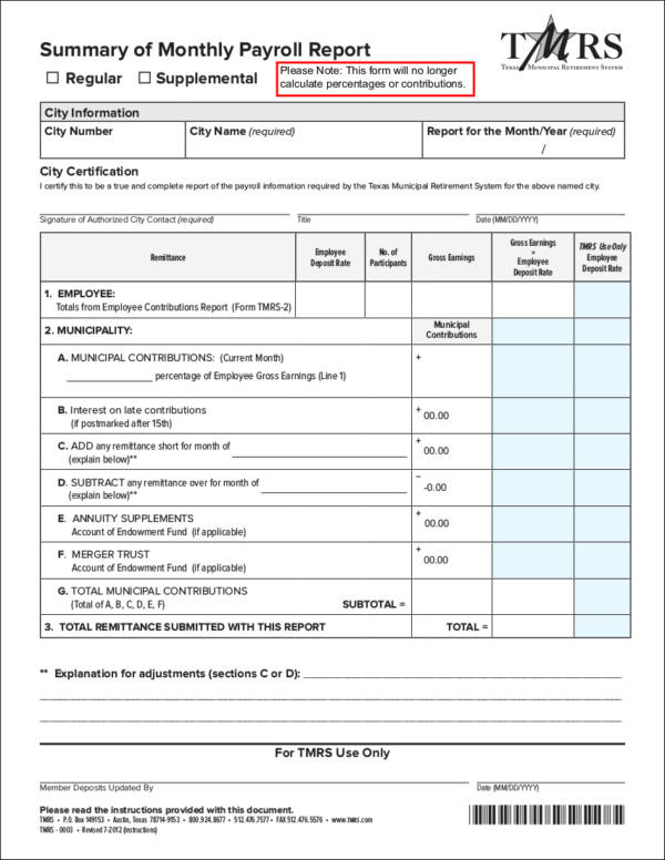 monthly payroll report summary template