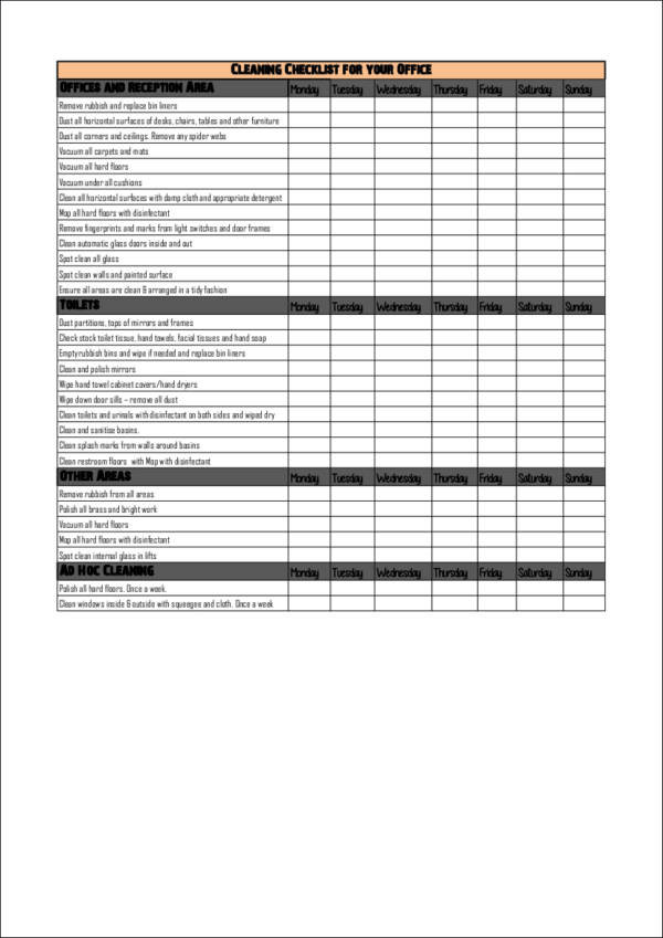 office cleaning checklist template1