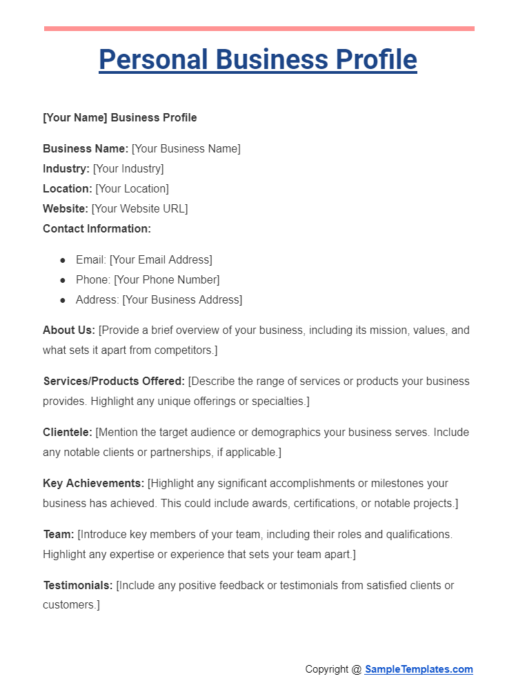 personal business profile