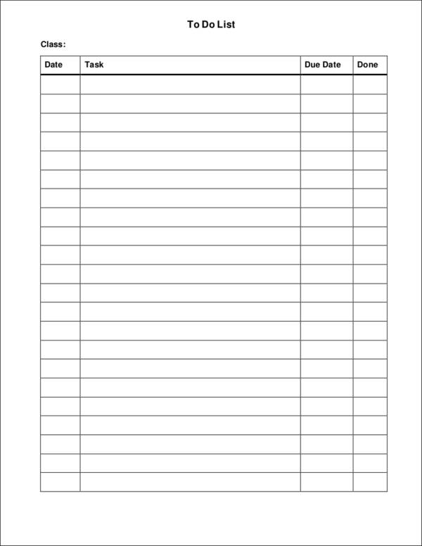 printable task checklist