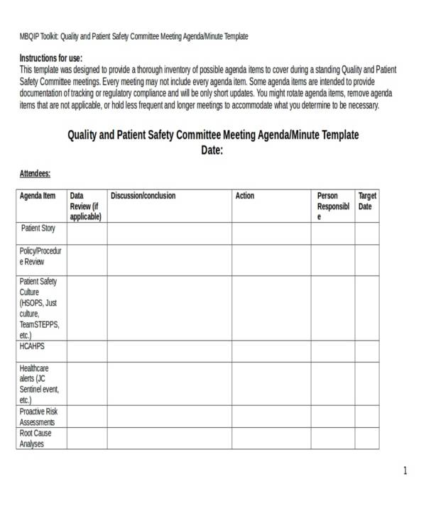 Safety Committee Meeting Template