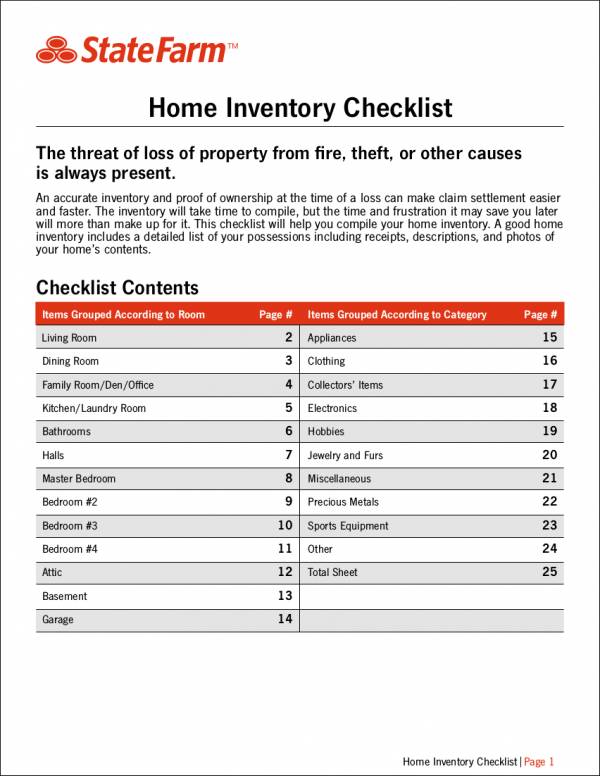 sample dining room inventory checklist in pdf