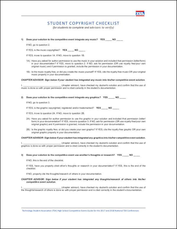 student copyright checklist template