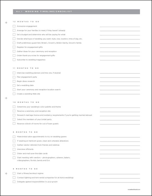 wedding task checklist template