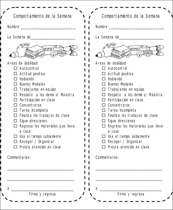 weekly child behavior checklist