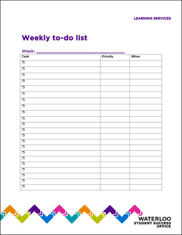 weekly to do list template