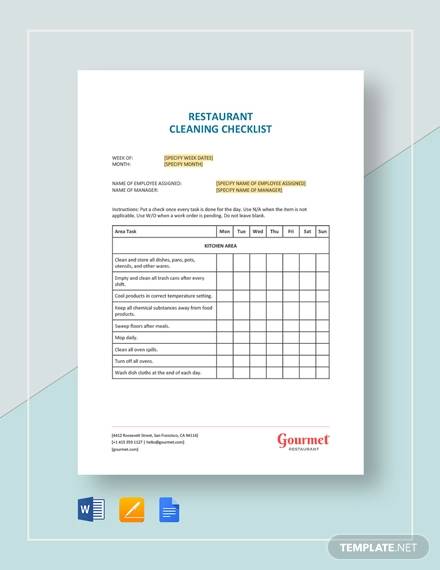 Restaurant Kitchen Cleaning Schedule Template from images.sampletemplates.com