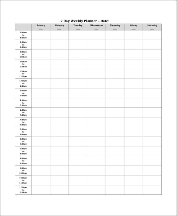 7 Day Printable Weekly Schedule Template Get What You Need For Free