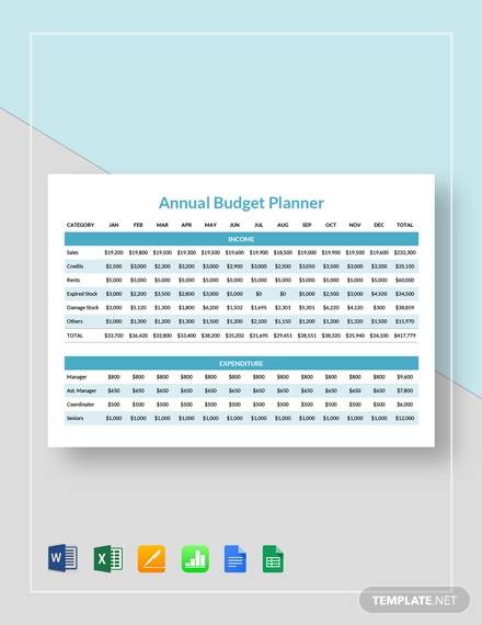 annual budget planner template