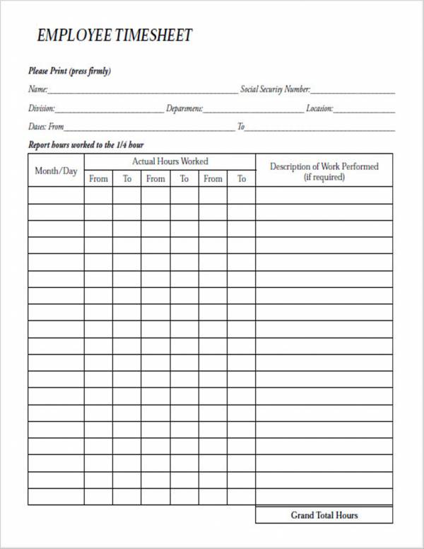 Printable Payroll Sheets - Printable Blank World