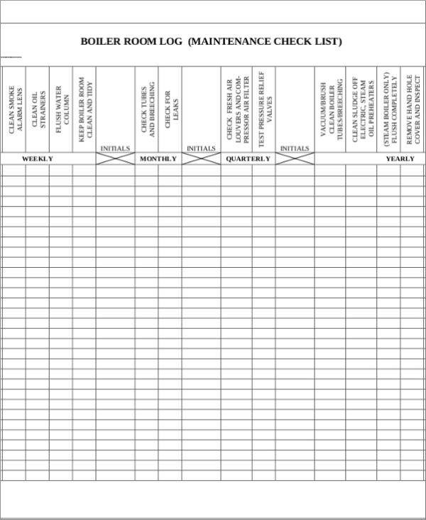 boiler room maintenance checklist template1