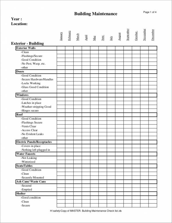 FREE 25 Maintenance Checklist Samples Templates In MS Word PDF 