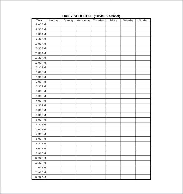 daily schedule planner template