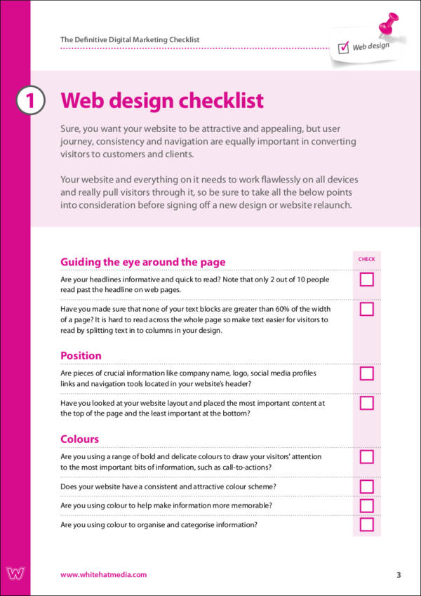 digital marketing checklist sample