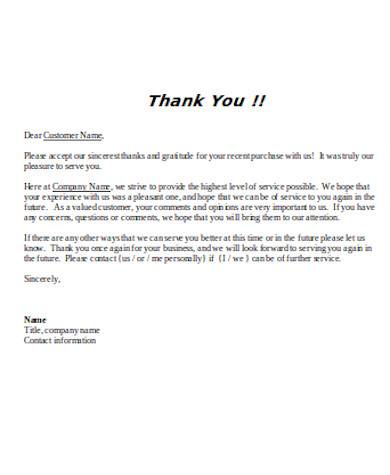 general customer thank you letter