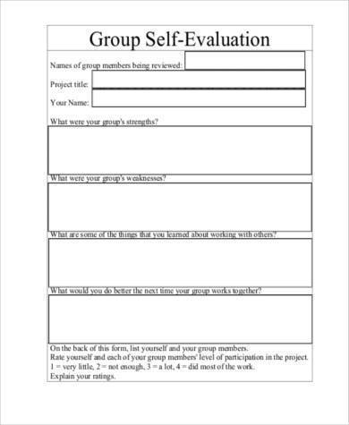 group self evaluation form