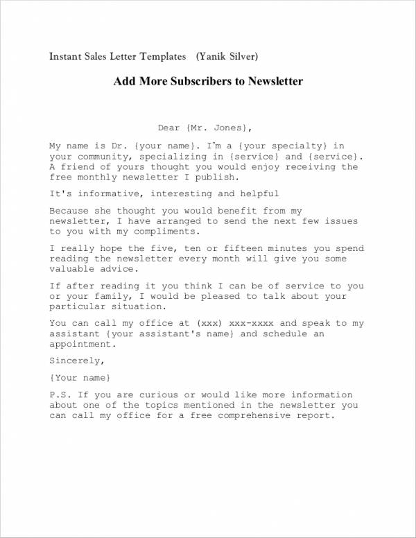 introduction sales letter sample