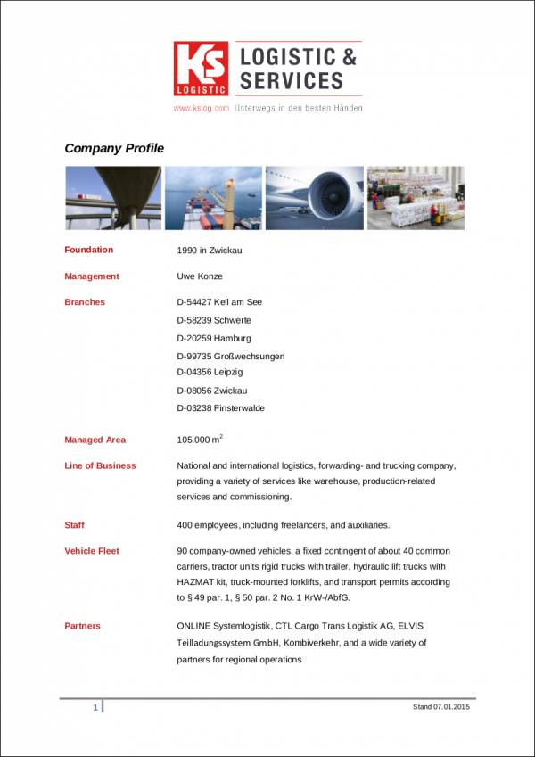 logistic and services company profile sample