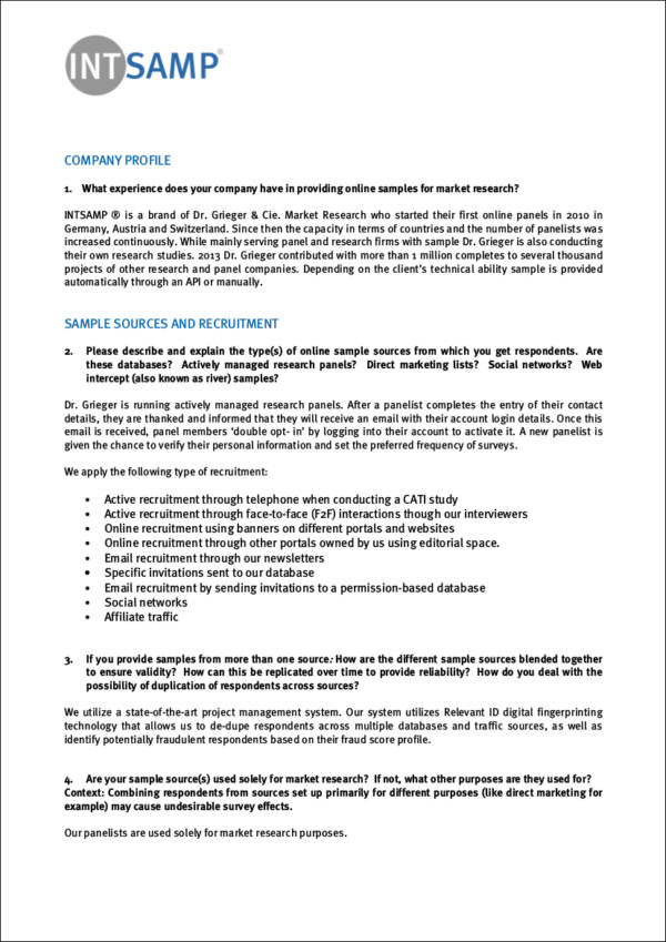 market research company profile pdf