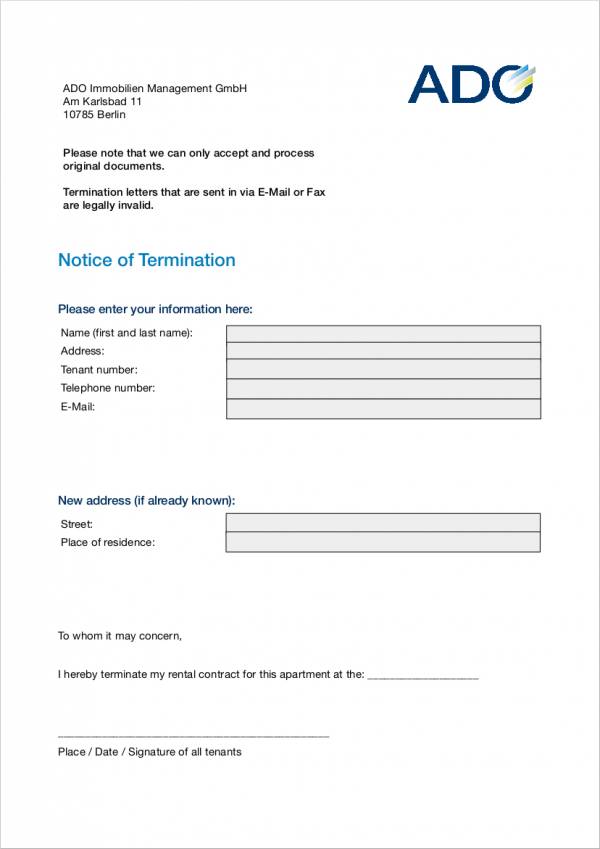 notice termination letter form in pdf