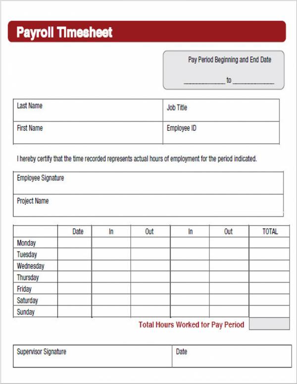 FREE 48+ Printable Payroll Templates in PDF | MS Word | Excel