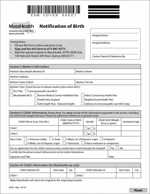 printable birth notice template