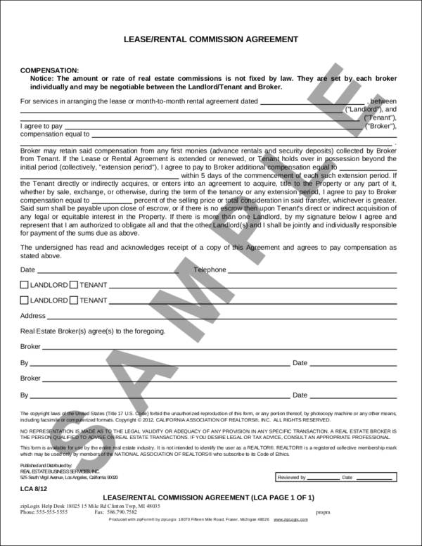 sample leaserental commission agreement