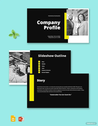 startup construction company profile template
