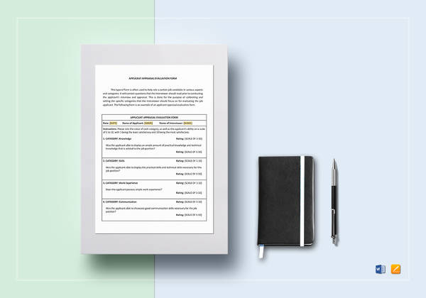 applicant appraisal form evaluation template