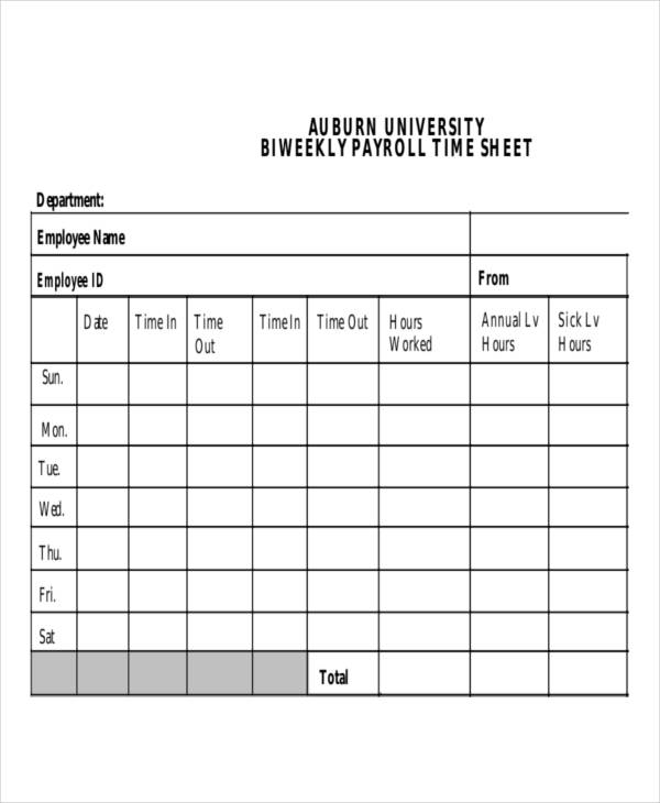 bi weekly employee payroll template