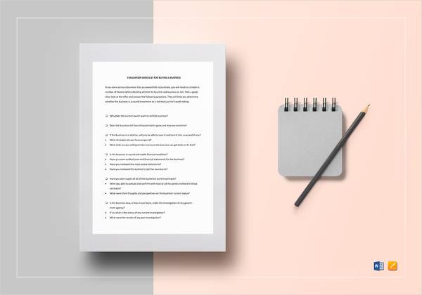 checklist sale of a business template