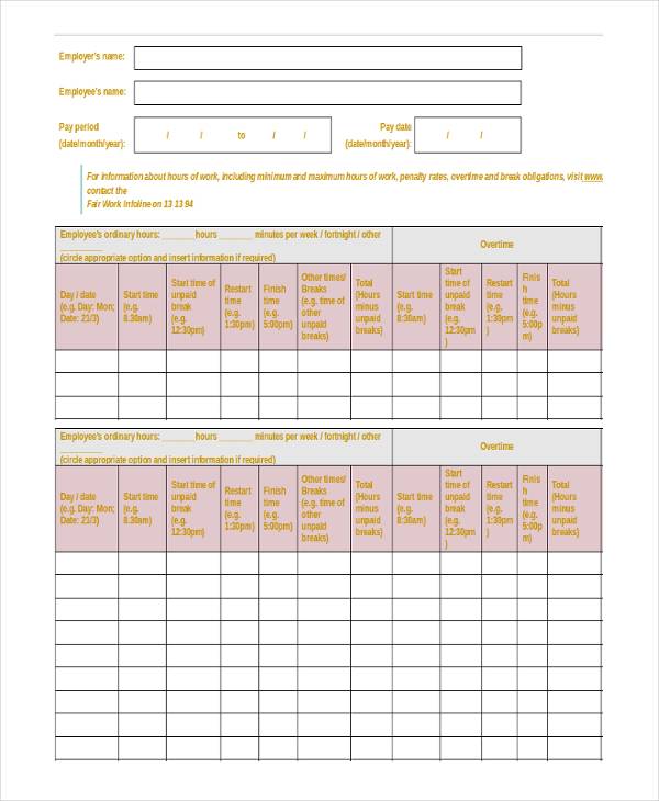 daily employee payroll template