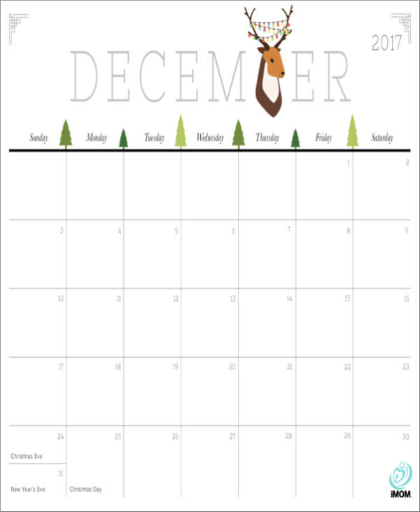 december 2017 monthly planner template