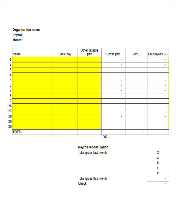 employee excel payroll template