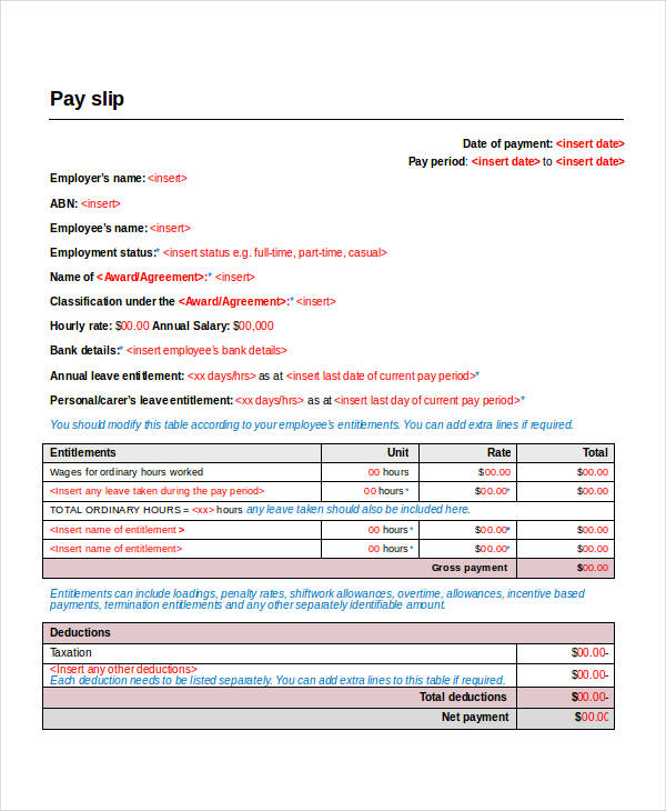 employee payroll sample template
