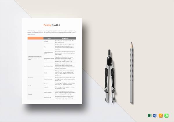 packing checklist template