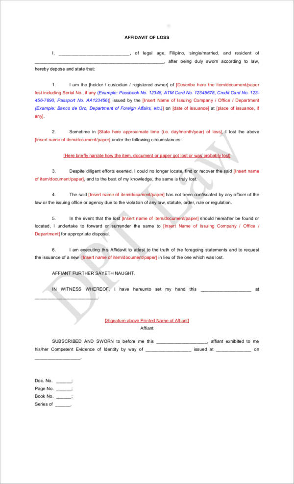 free-16-affidavit-of-loss-samples-templates-in-pdf