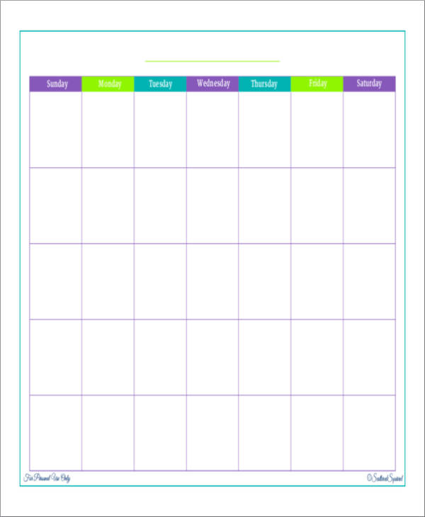 personal blank monthly planner template