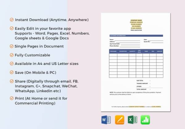 Price Quotation Sample Word