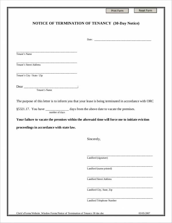 Sample Letter Of Termination Of Tenancy Agreement By Landlord Malaysia