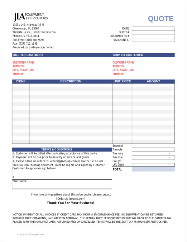 FREE 16 Price Quotation Samples Templates In MS Word PDF