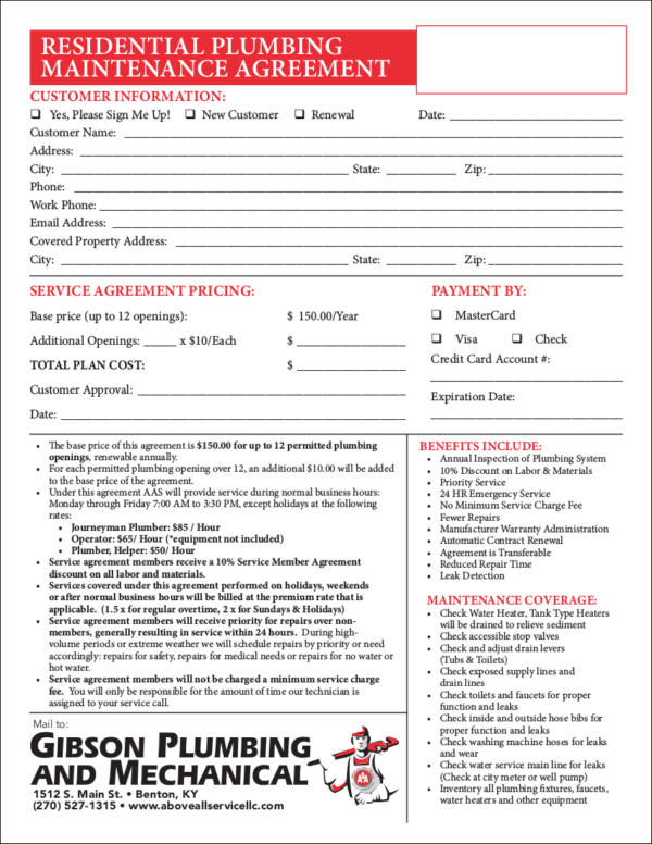 FREE 12 Plumbing Contract Samples In PDF MS Word Google Docs Pages