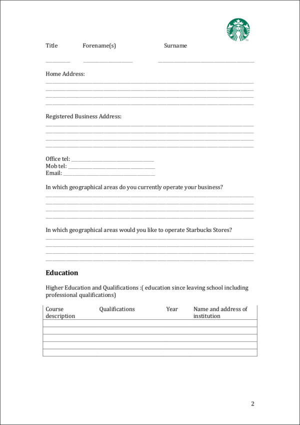 FREE 10  Franchise Application Form Samples Templates in PDF