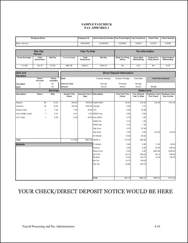 sample paycheck template