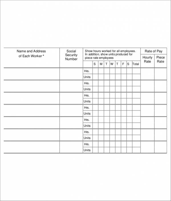 sample payroll record for farm labor