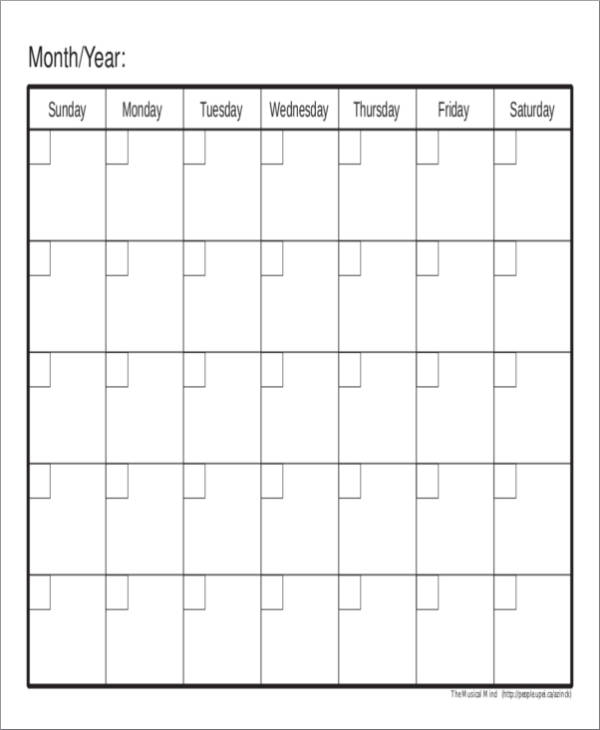 simple monthly planner template