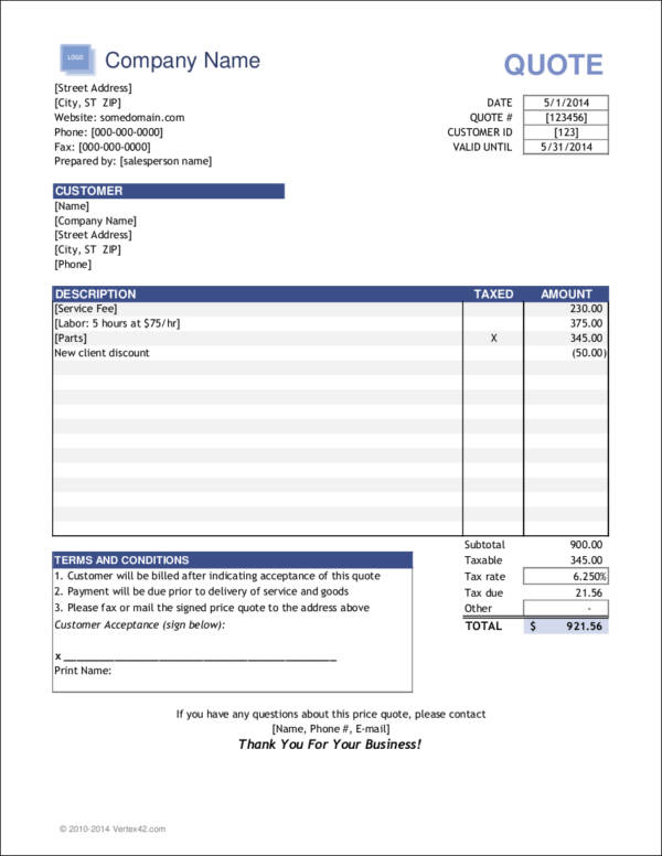 FREE 16+ Price Quotation Samples & Templates in MS Word | PDF