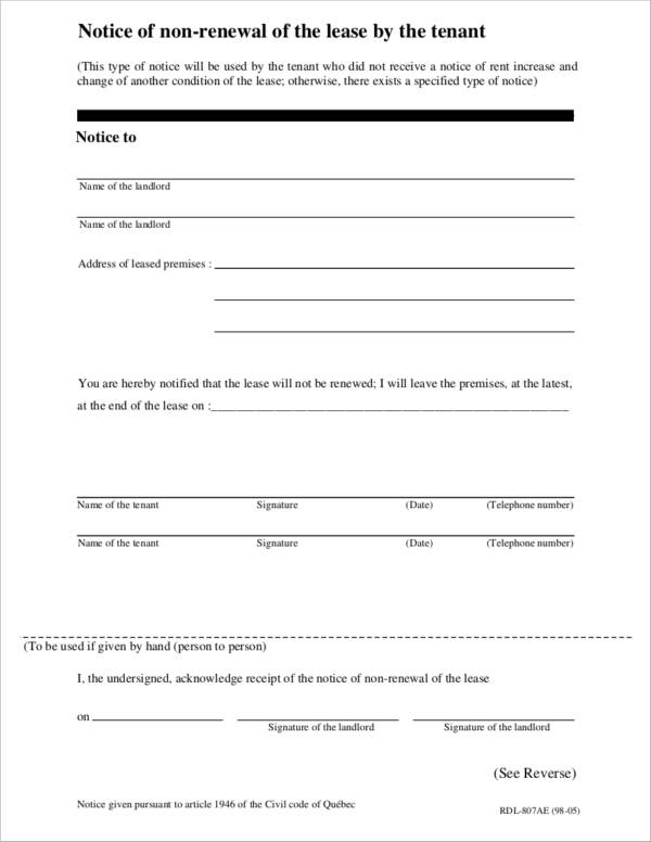 Renewal Of Tenancy Agreement Template